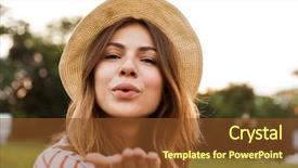  Presentation with close up baby girl knitted - Slide deck consisting of sprightly - close up of smiling young background and a tawny brown colored foreground