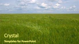  Presentation with green cloud computing - Cool new presentation design with sprightly - clouds over green field backdrop and a tawny brown colored foreground