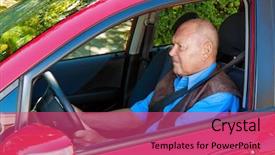  Presentation with car seat - Theme featuring sprightly - elderly woman in a seat background and a red colored foreground