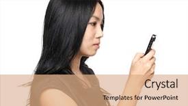  Presentation with sms - Cool new slides with sprightly - girl read sms on phone backdrop and a coral colored foreground