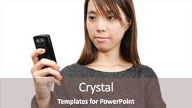  Presentation with sms - Theme consisting of sprightly - girl read sms on phone background and a  colored foreground