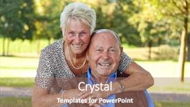  Presentation with married - Beautiful presentation design featuring sprightly - mature couple in love senior backdrop and a coral colored foreground