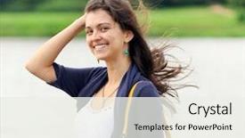  Presentation with tangled tangle of wool yarn - PPT layouts featuring sprightly - portrait of a beautiful young background and a sky blue colored foreground