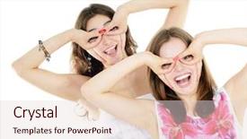  Presentation with teen girls - Colorful slides enhanced with sprightly - portrait of a two teen backdrop and a lemonade colored foreground