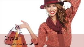  Presentation with tv show studio camera - Presentation design enhanced with sprightly - woman with shopping bags studio background and a red colored foreground
