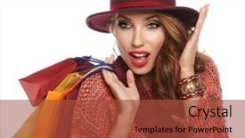  Presentation with studio - PPT theme with sprightly - woman with shopping bags studio background and a  colored foreground