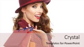  Presentation with tv show studio camera - Colorful slide set enhanced with sprightly - woman with shopping bags studio backdrop and a soft green colored foreground