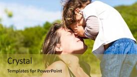  Presentation with dental mother and child - Cool new slide set with sprightly - young happy mother playing backdrop and a gold colored foreground