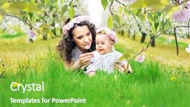  Presentation with orchard - Slide set enhanced with sprightly - young mother and her little background and a shamrock green colored foreground