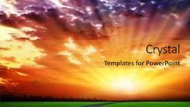  Presentation with sun rays on blue sky - Beautiful PPT theme featuring spring ahead - field of grass and perfect backdrop and a gold colored foreground