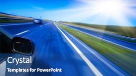 Presentation with empty road motion blur - Audience pleasing slide deck consisting of spring ahead - motion blurred road and car backdrop and a ocean colored foreground