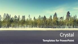  Presentation with winter forest night - PPT theme featuring spring ahead - road in winter forest background and a dark gray colored foreground