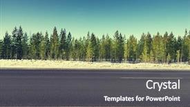  Presentation with forest road - Audience pleasing presentation theme consisting of spring ahead - road in winter forest backdrop and a dark gray colored foreground