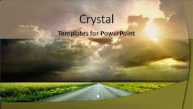  Presentation with asphalt road - Colorful PPT theme enhanced with spring ahead - sunset over blurred asphalt road backdrop and a coral colored foreground