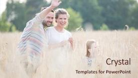  Presentation with corn field - Colorful theme enhanced with spring ahead - young family walking backdrop and a lemonade colored foreground