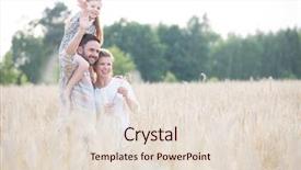  Presentation with corn field - PPT theme having spring ahead - young family walking background and a lemonade colored foreground