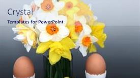  Presentation with beautiful spring flowers - Slides with spring-and-easter-holiday-breakfast background and a sky blue colored foreground