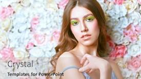  Presentation with cosmetics beauty - Cool new presentation with spring-and-summer-beauty-portrait backdrop and a coral colored foreground