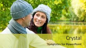  Presentation with sea weather - Beautiful theme featuring spring autumn smiling couple sitting on a park sea being happy in the late summer with cold weather backdrop and a yellow colored foreground