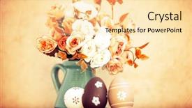  Presentation with flowers vase - Audience pleasing presentation theme consisting of spring background with easter egg backdrop and a blonde colored foreground