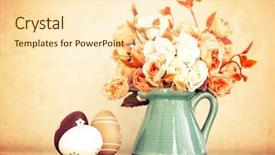  Presentation with flowers vase - Beautiful presentation theme featuring spring background with easter egg backdrop and a lemonade colored foreground