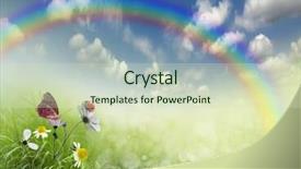  Presentation with ladybug - Beautiful slide set featuring spring background with flowers and ladybug backdrop and a soft green colored foreground