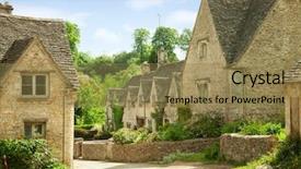  Presentation with home garden - Presentation theme featuring spring bibury is a village background and a coral colored foreground