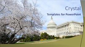  Presentation with united states capitol building - Presentation theme consisting of spring-blossoms-and-us-capitol background and a sky blue colored foreground