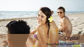  Presentation with fun - Slides consisting of spring break - group of young people having background and a coral colored foreground