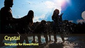  Presentation with summer party - Beautiful presentation theme featuring spring break - people feeling free backdrop and a wine colored foreground