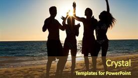  Presentation with beach party - PPT layouts enhanced with spring break - people two couples background and a tawny brown colored foreground
