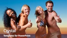  Presentation with beach party - PPT layouts with spring break - people two couples background and a tawny brown colored foreground