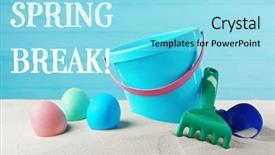  Presentation with spring break - Beautiful slide set featuring spring break concept colorful easter eggs and toddler beach kit on sand backdrop and a arctic colored foreground