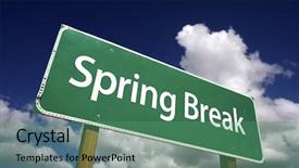 Presentation with spring break - PPT theme with spring break road sign background and a  colored foreground