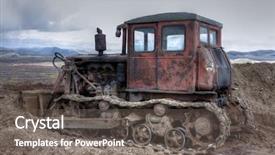  Presentation with agricultural machinery - Amazing slides having spring campaign - agricultural tractor machinery cultivating soil backdrop and a gray colored foreground