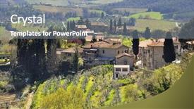  Presentation with campaign - Colorful PPT theme enhanced with spring campaign - small village in tuscany italy backdrop and a gray colored foreground