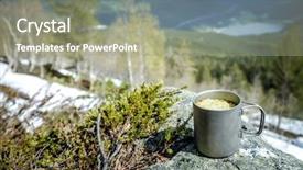  Presentation with titanium - Slides having spring campaign - travel titanium cup lunch background and a mint green colored foreground