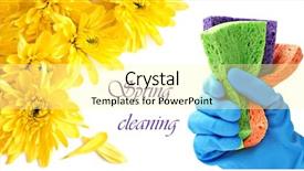  Presentation with sponges - PPT layouts with spring cleaning concept gloved hand background and a blonde colored foreground