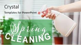  Presentation with cleaning - Beautiful presentation design featuring spring cleaning concept male hand backdrop and a  colored foreground