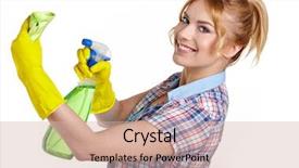  Presentation with pregnant woman cleaning - Beautiful PPT layouts featuring spring cleaning woman pointing cleaning backdrop and a  colored foreground