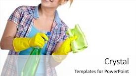  Presentation with cleaning - Audience pleasing slide deck consisting of spring cleaning woman pointing cleaning backdrop and a  colored foreground
