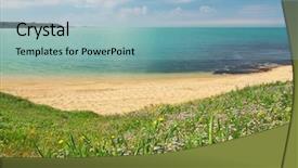  Presentation with spring nature grass - Beautiful presentation featuring spring coast on the sea sky sea and green grass nature composition backdrop and a light blue colored foreground