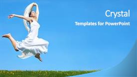  Presentation with health woman running female runner - Slides featuring spring dance - freedom happy young woman running background and a teal colored foreground