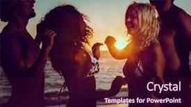  Presentation with beach party - Cool new PPT theme with spring dance - men and women having party backdrop and a wine colored foreground