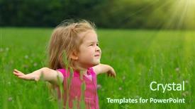  Presentation with children running - Slide set consisting of spring day child running background and a tawny brown colored foreground