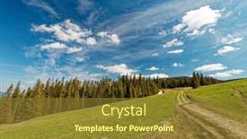  Presentation with green mountains - Presentation theme featuring spring-day-in-the-mountains background and a tawny brown colored foreground