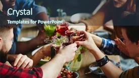  Presentation with dinner party - Cool new slide set with spring dinner party backdrop and a tawny brown colored foreground