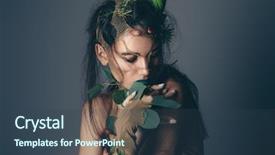  Presentation with beautiful green - Colorful theme enhanced with spring fantasy young woman looks backdrop and a ocean colored foreground