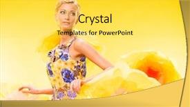  Presentation with flowers - PPT theme with spring fashion - beautiful young blond woman background and a yellow colored foreground
