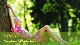  Presentation with tree - PPT layouts having spring fashion - happy girl lying background and a  colored foreground